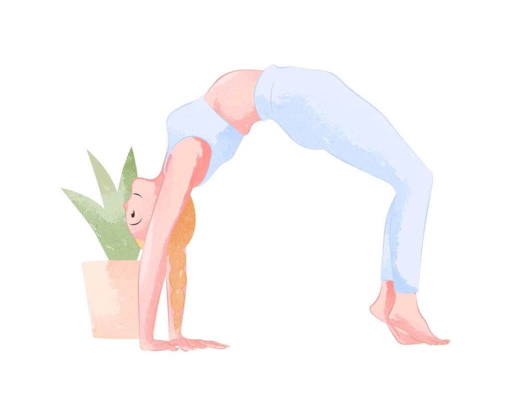 ilustração de mulher praticando ashtanga yoga