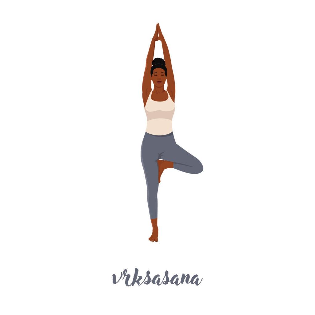 ilustração de mulher praticando vinyasa yoga